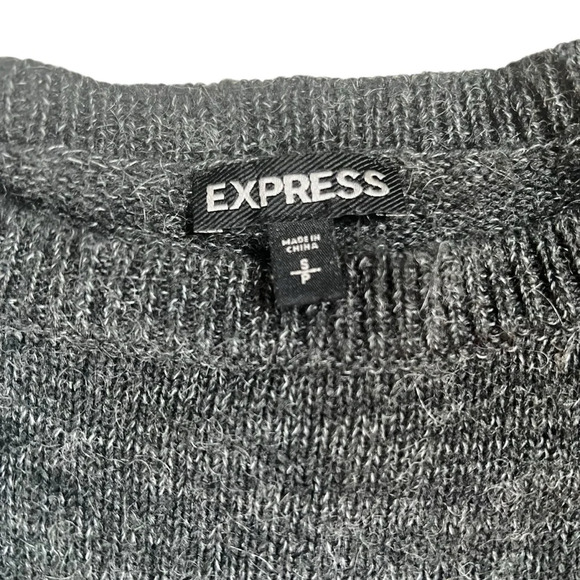 Express Mohair Grommet / Eyelet Detail Sweater - Charcoal Gray - Size Small - Picture 6 of 9